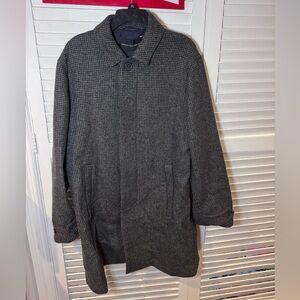 French Connection Men’s Double Breasted Shetland Wool Coat Charcoal Check M NWT